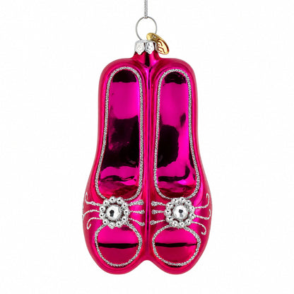 Chic Pink High Heels Glass Christmas Ornament