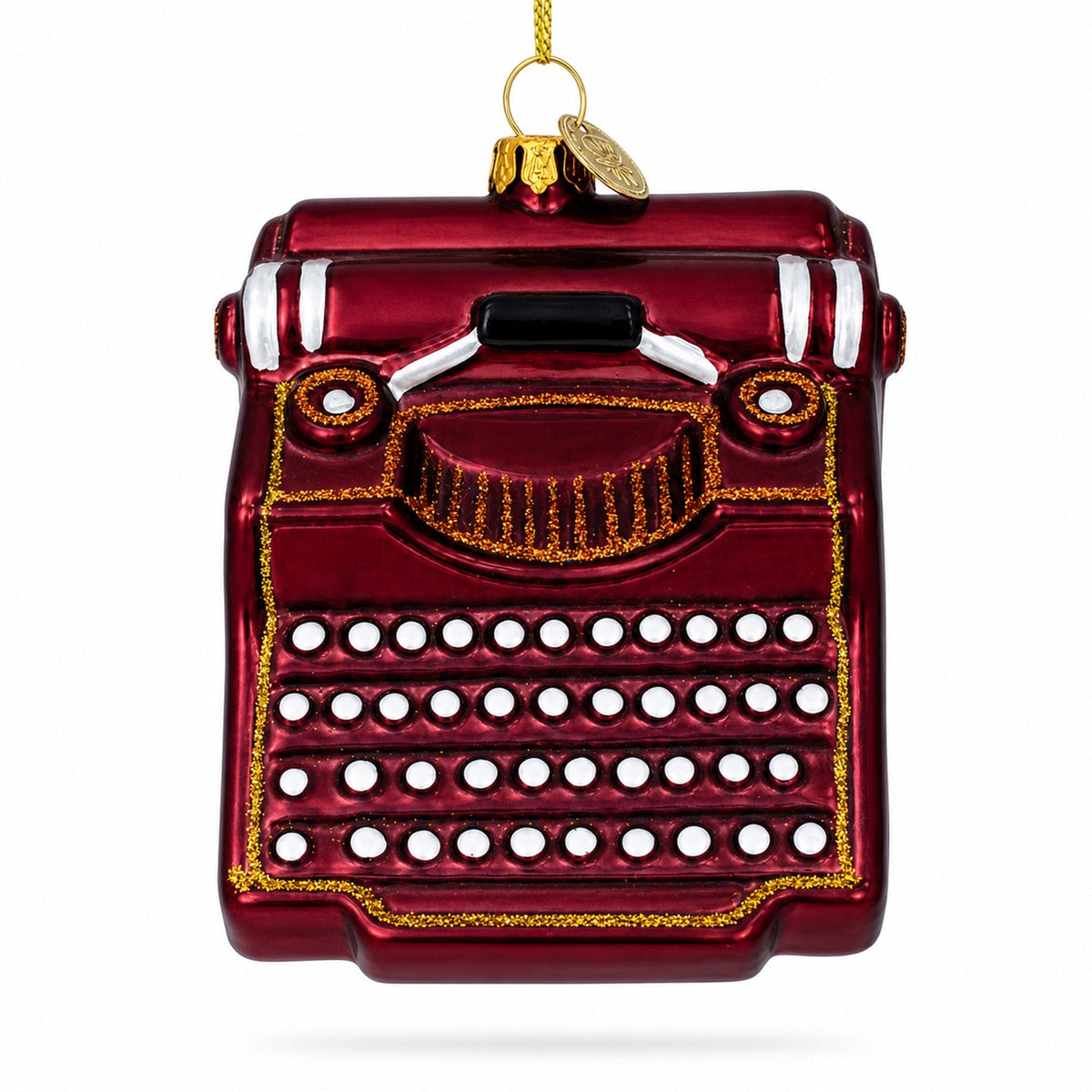 Retro Typewriter Mini Glass Christmas Ornament