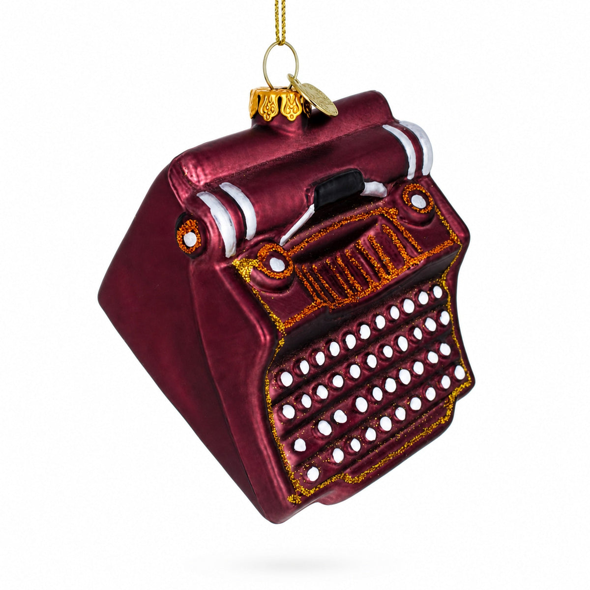 Retro Typewriter Mini Glass Christmas Ornament