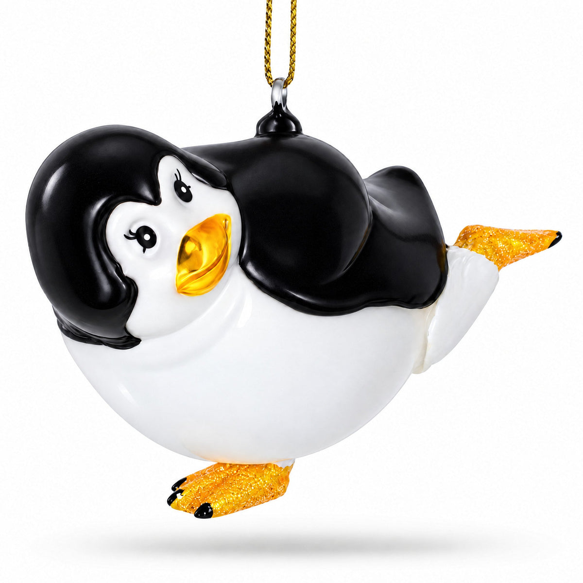 Penguin Dancer Glass Christmas Ornament