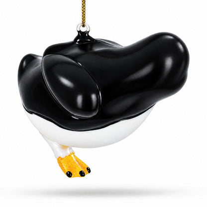 Penguin Dancer Glass Christmas Ornament