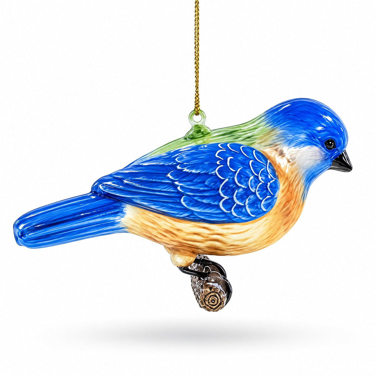 Bluebird Winter Woodland Glass Christmas Ornament