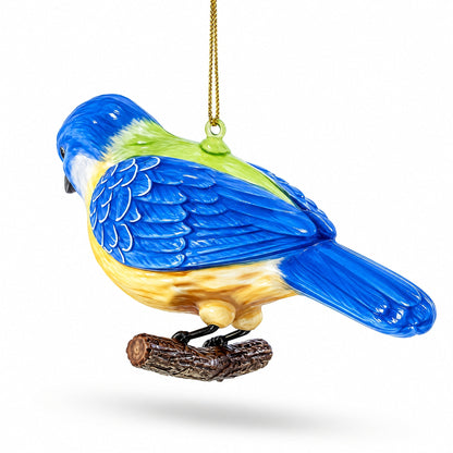 Bluebird Winter Woodland Glass Christmas Ornament