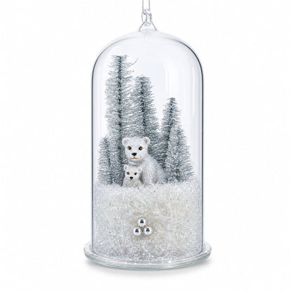 Bear Family in the Woods Glass Christmas Ornament