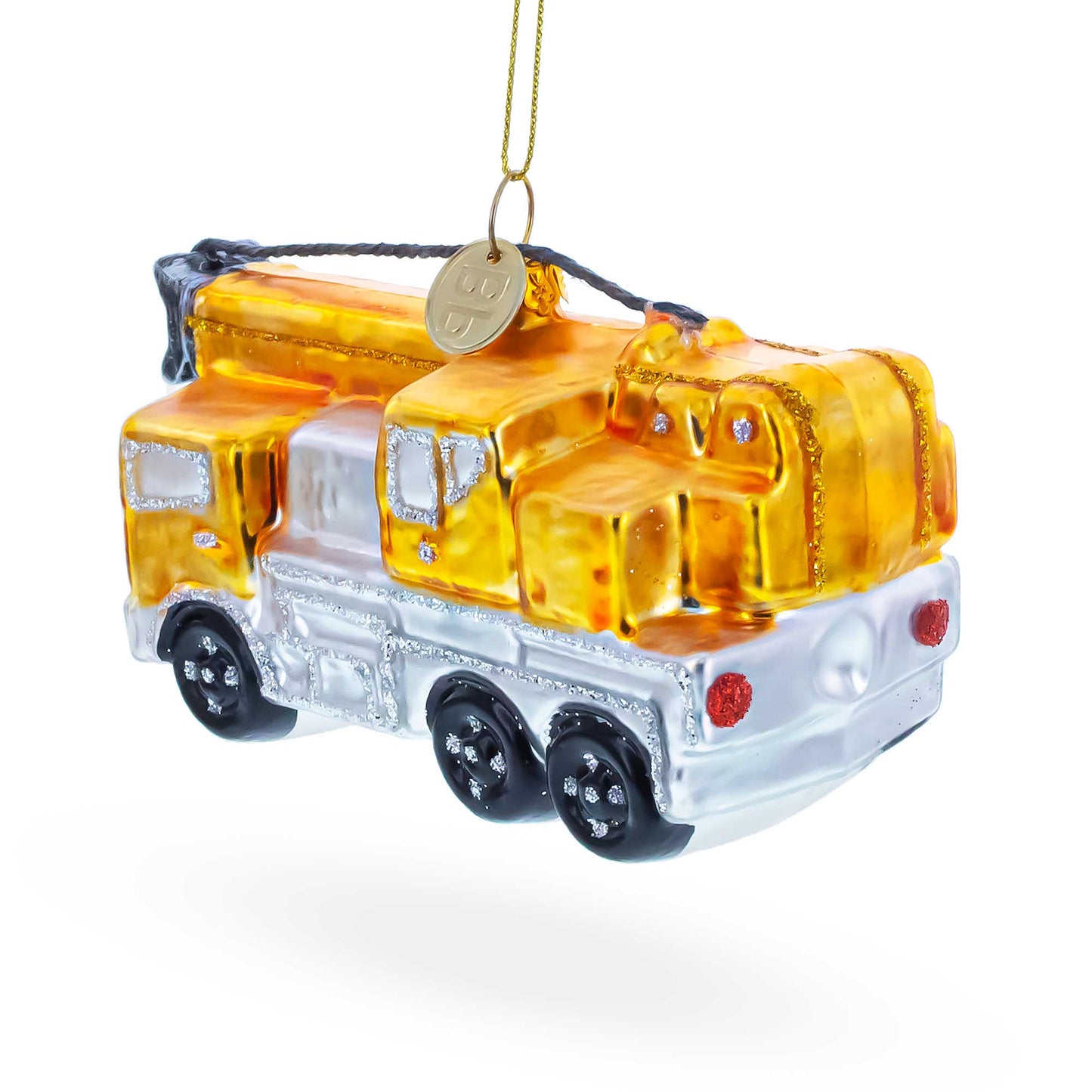 Construction Crane Glass Christmas Ornament