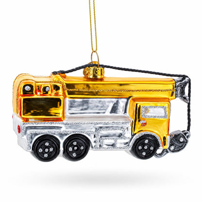 Construction Crane Glass Christmas Ornament