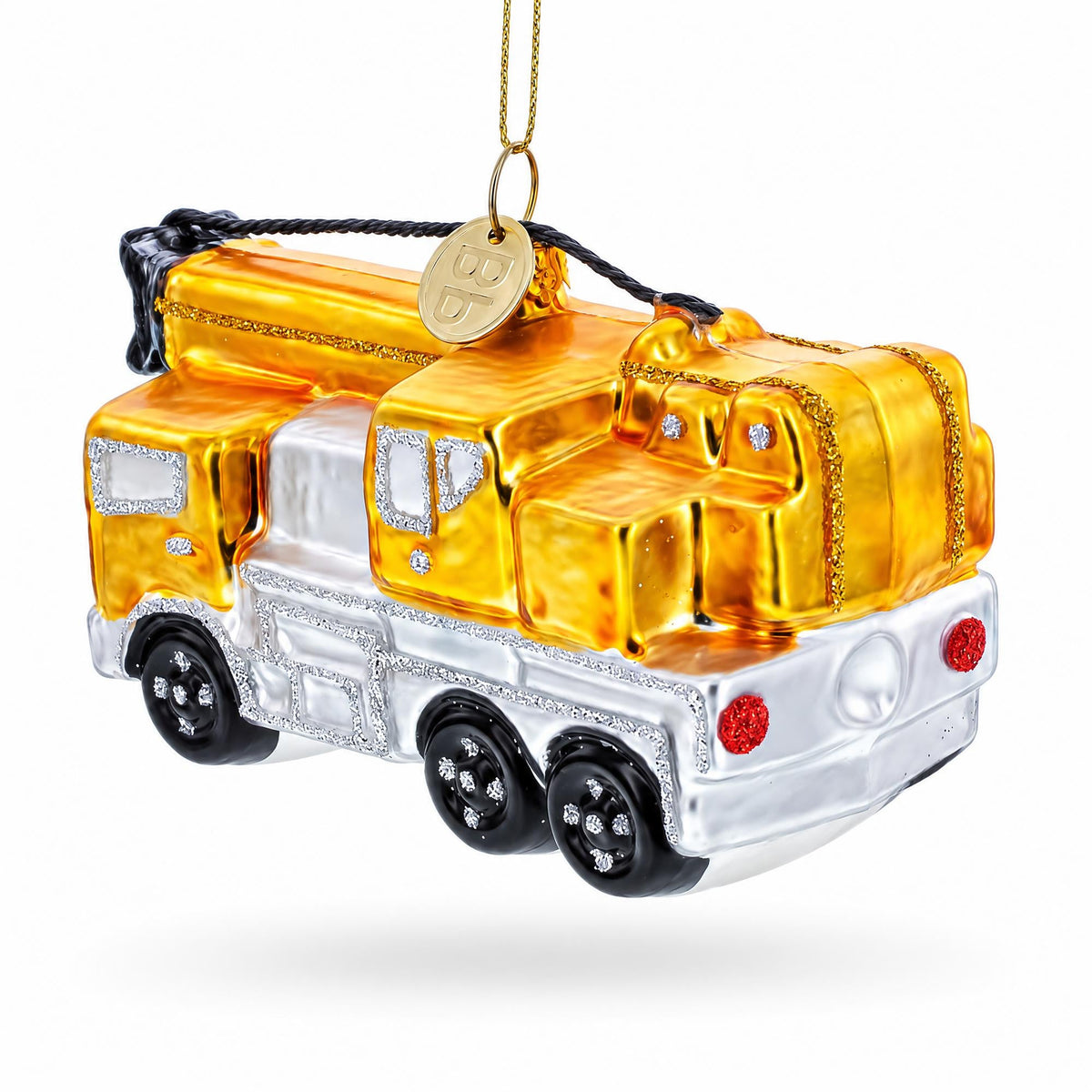 Construction Crane Glass Christmas Ornament