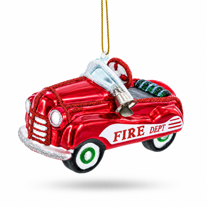 Retro Toy Car Glass Christmas Ornament