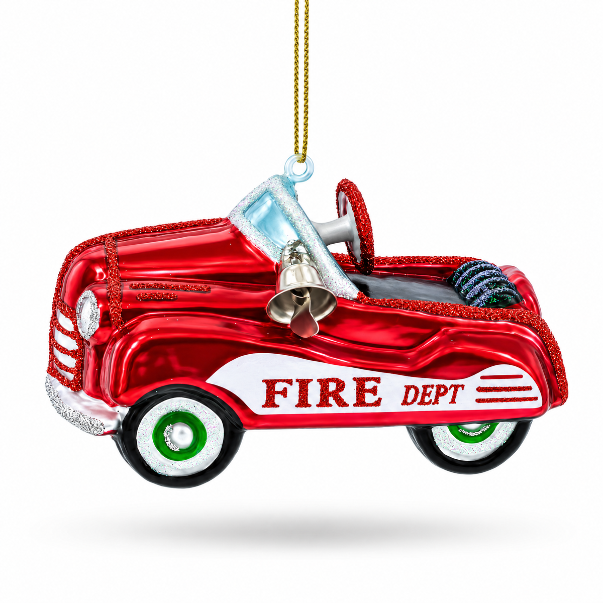 Retro Toy Car Glass Christmas Ornament