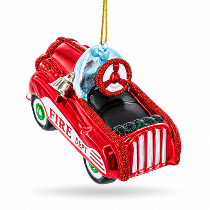 Retro Toy Car Glass Christmas Ornament