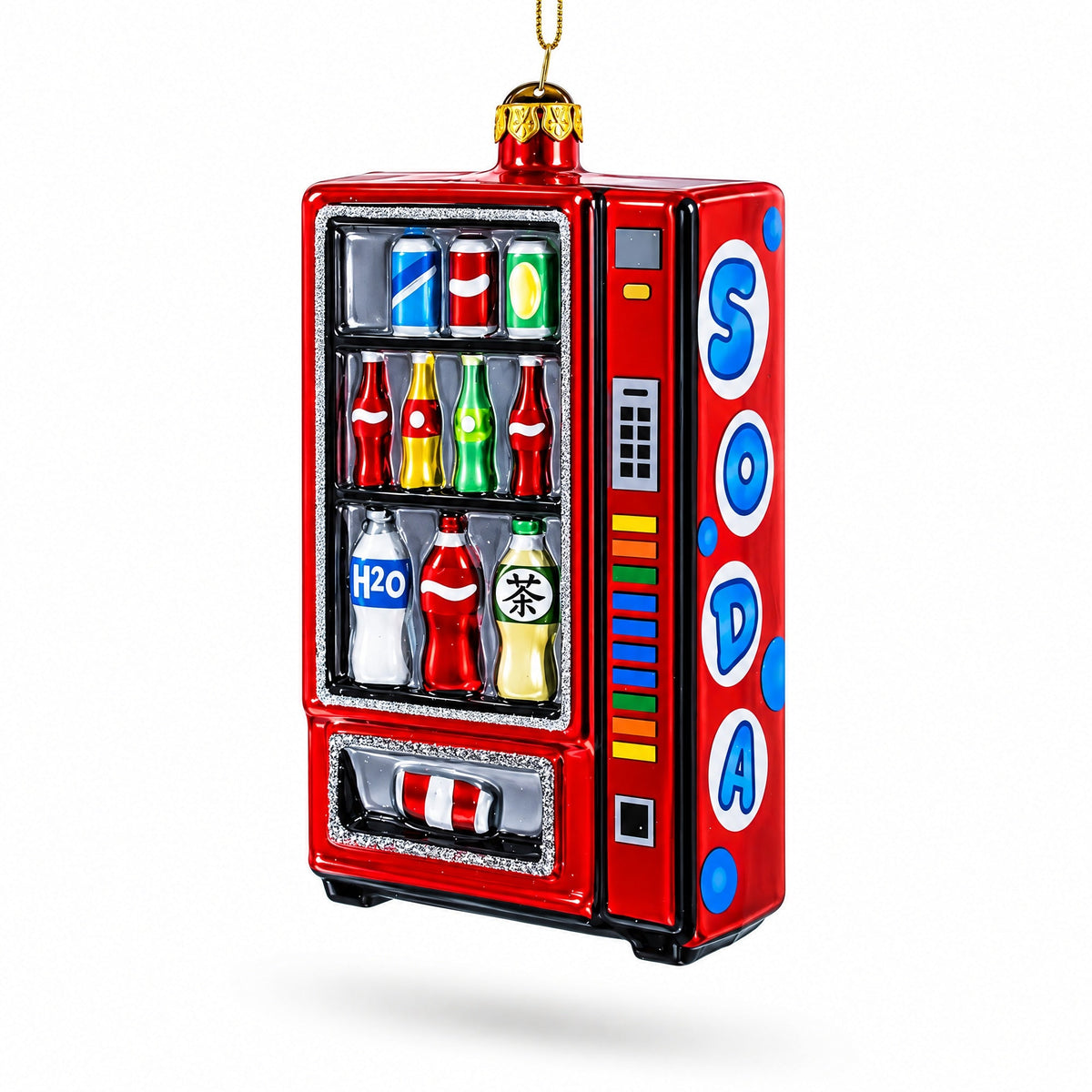 Soda Vending Machine Glass Christmas Ornament
