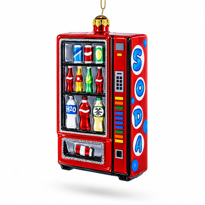 Soda Vending Machine Glass Christmas Ornament