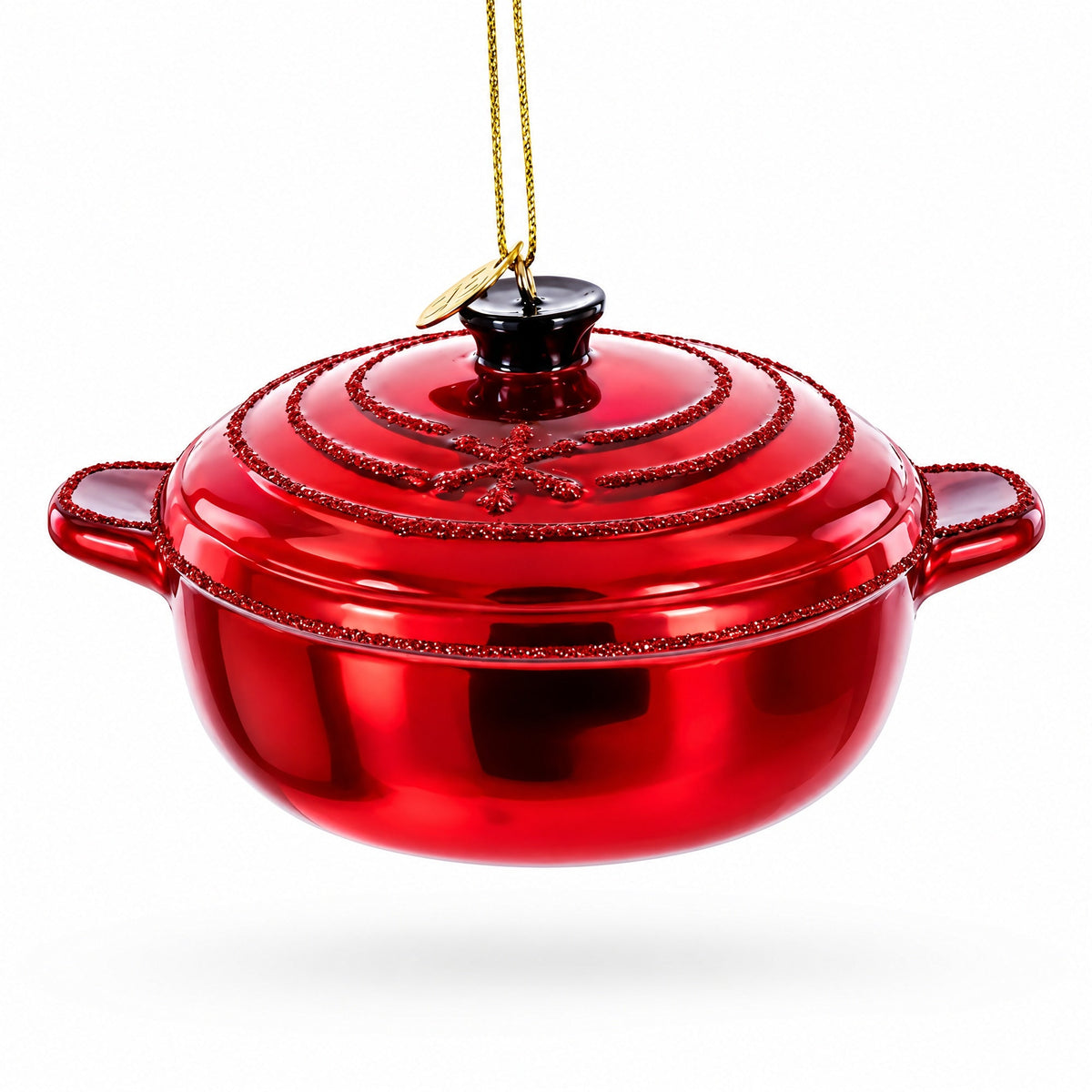 Cooking Red Pot Glass Christmas Ornament