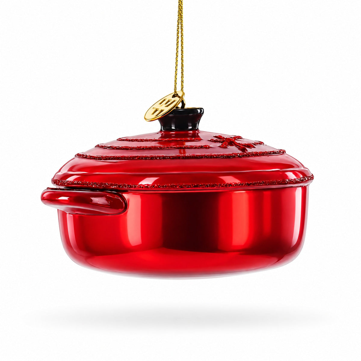 Cooking Red Pot Glass Christmas Ornament