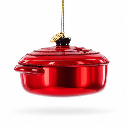 Cooking Red Pot Glass Christmas Ornament