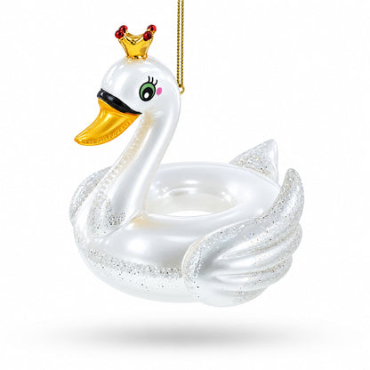Regal Swan Floatie Queen Glass Christmas Ornament