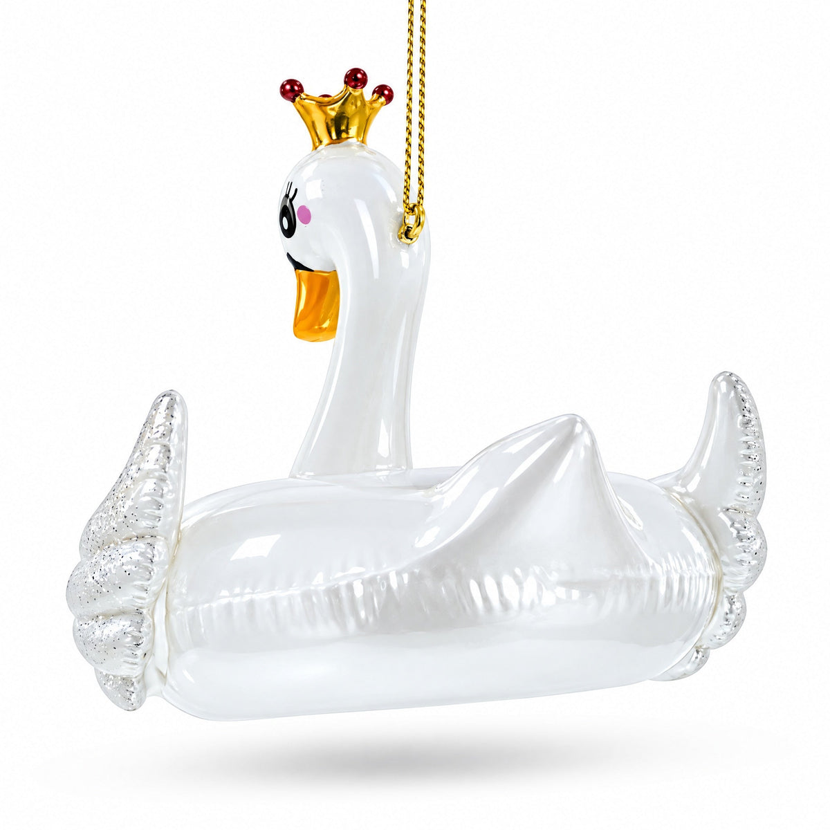 Regal Swan Floatie Queen Glass Christmas Ornament