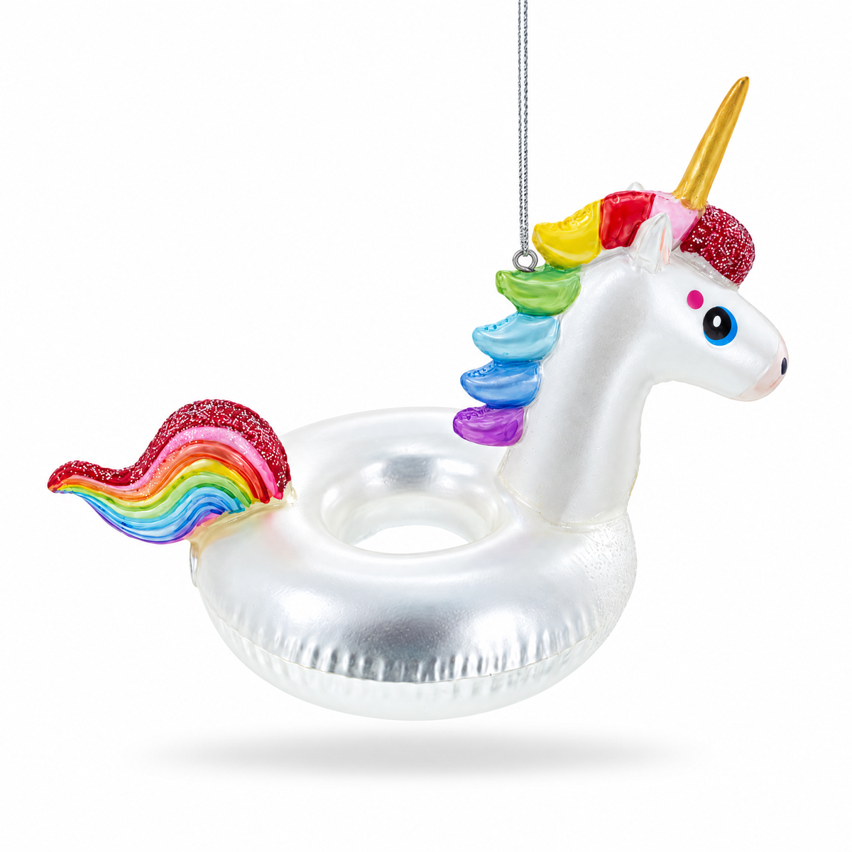 Unicorn Floatie Glass Christmas Ornament