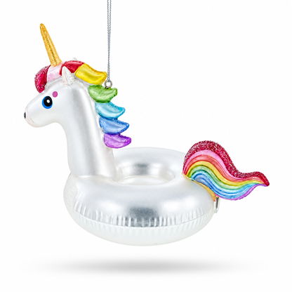 Unicorn Floatie Glass Christmas Ornament