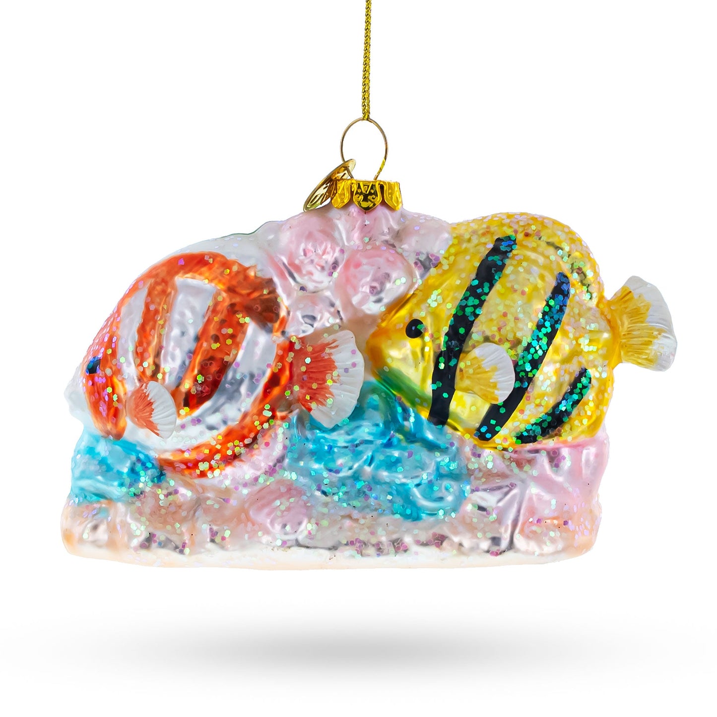 Coral Reef Fishes Glass Christmas Ornament
