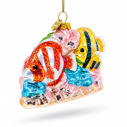 Coral Reef Fishes Glass Christmas Ornament
