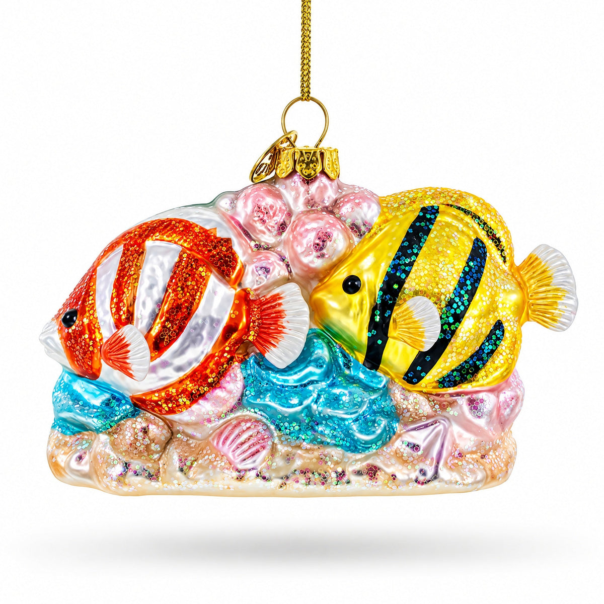 Coral Reef Fishes Glass Christmas Ornament