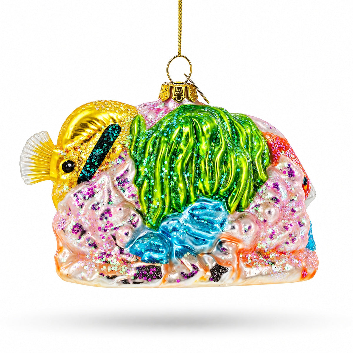 Coral Reef Fishes Glass Christmas Ornament