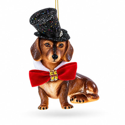Basset Hound Glass Christmas Ornament