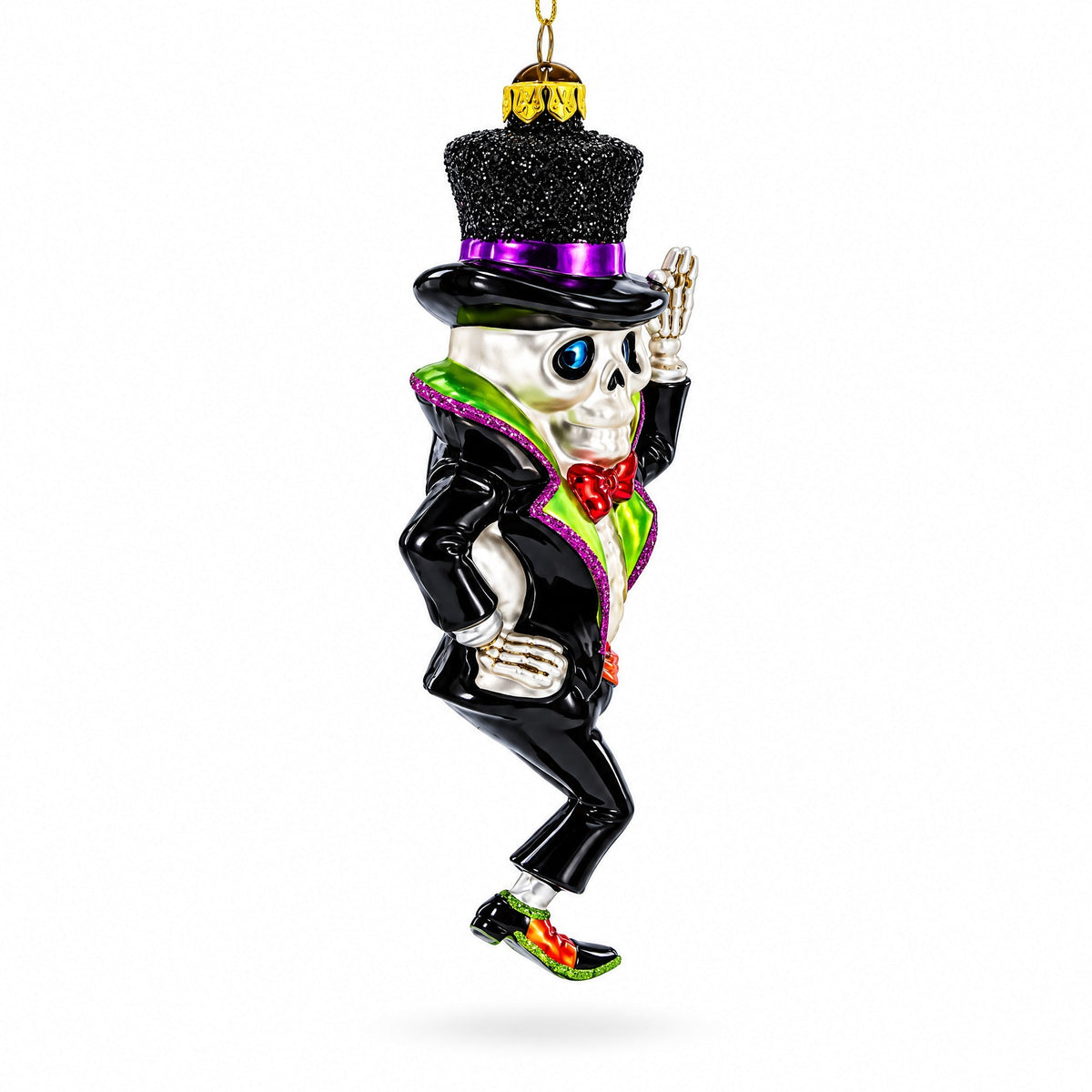 Spooky Skeleton Groom Glass Christmas Ornament