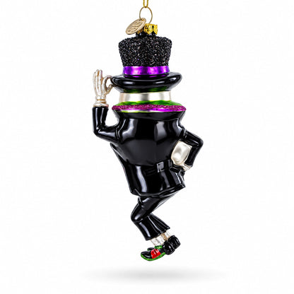 Spooky Skeleton Groom Glass Christmas Ornament