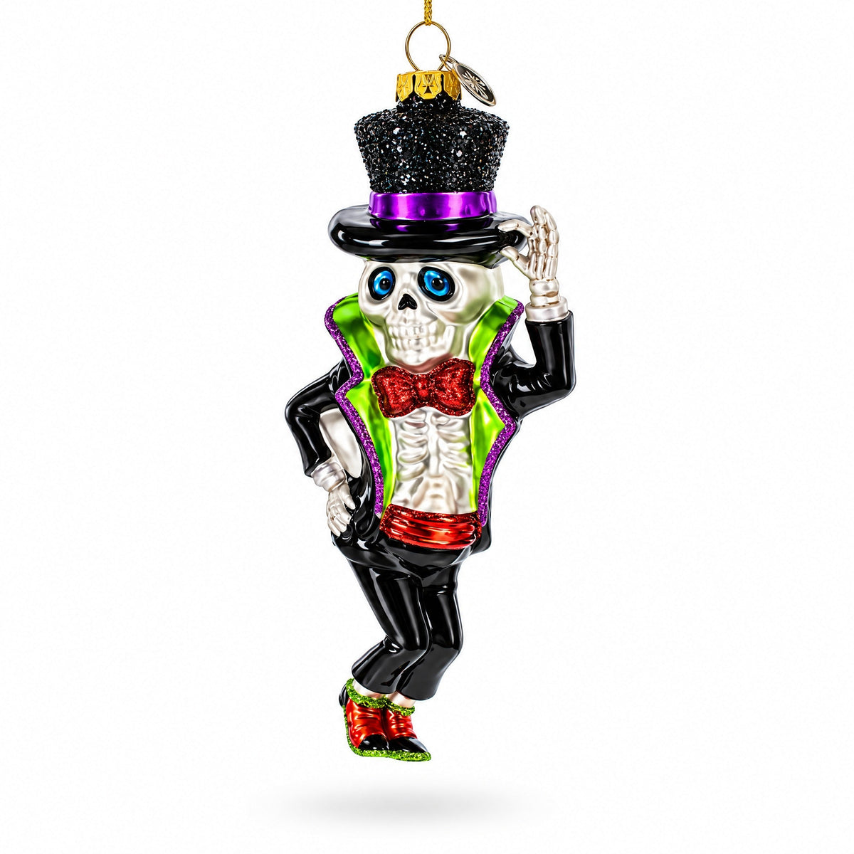 Spooky Skeleton Groom Glass Christmas Ornament