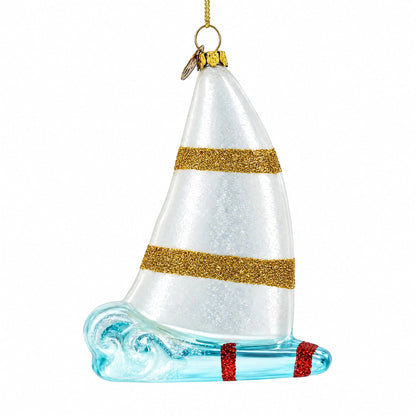 Alligator Windsurfer Glass Christmas Ornament