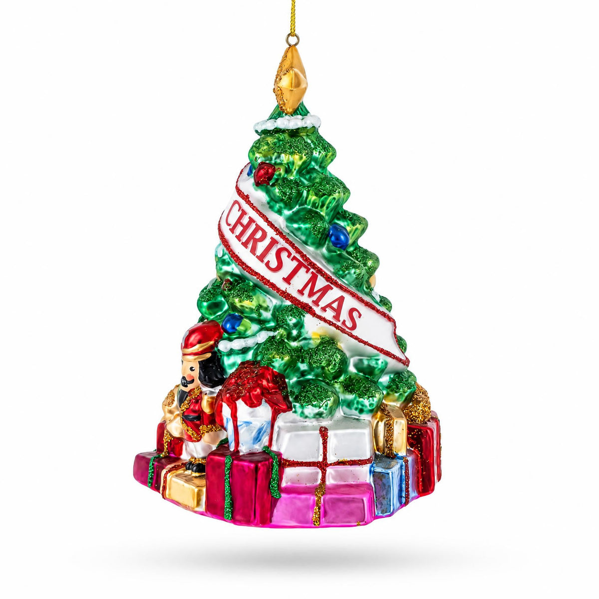 Decorated Christmas Tree Glass Christmas Ornament