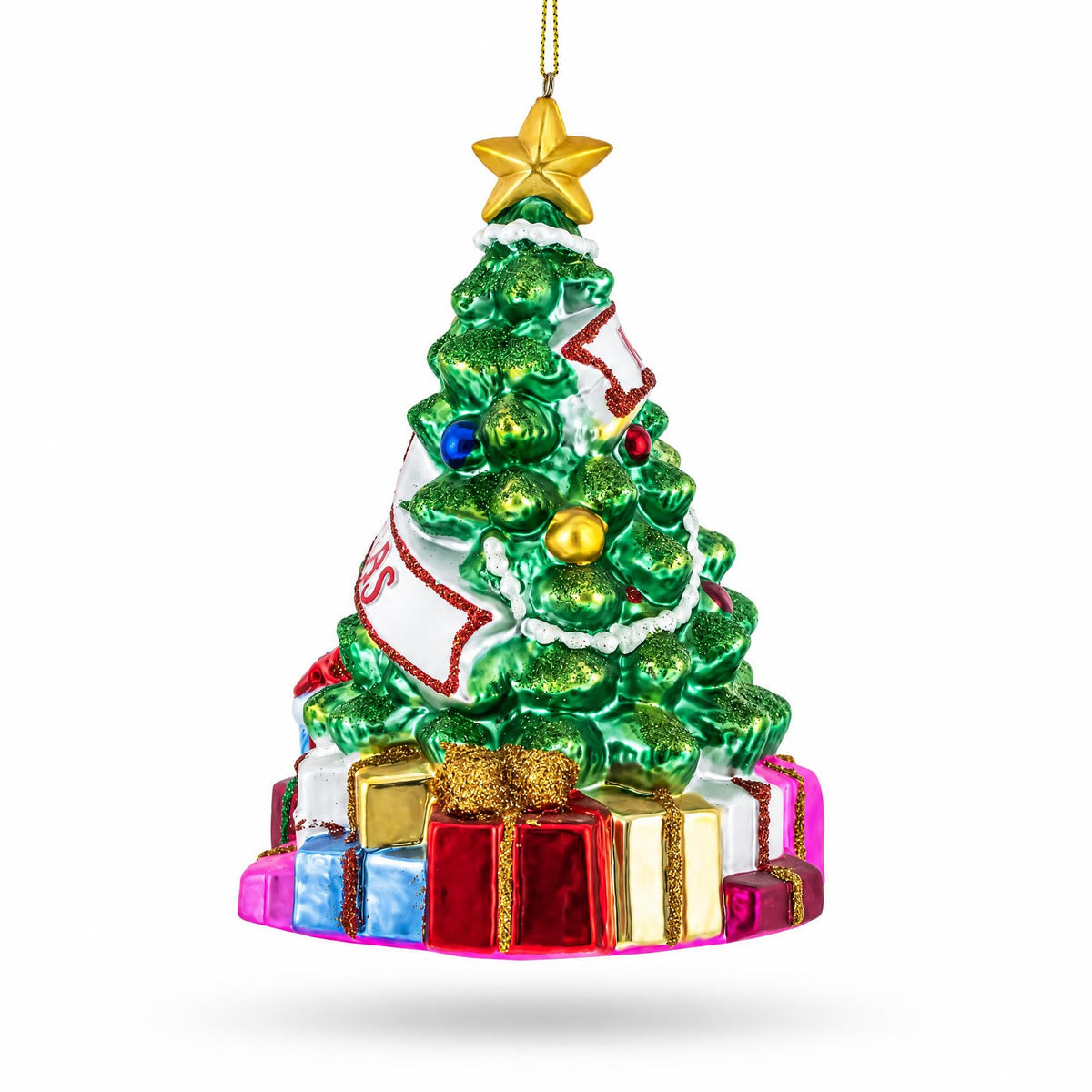 Decorated Christmas Tree Glass Christmas Ornament