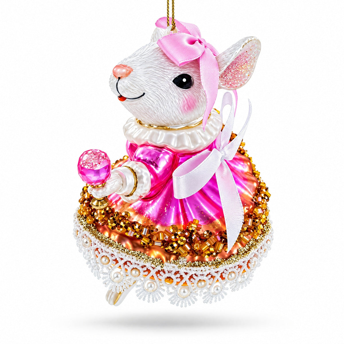Mouse Toasting with Wine Glass Christmas Ornament