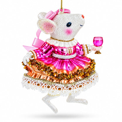 Mouse Toasting with Wine Glass Christmas Ornament
