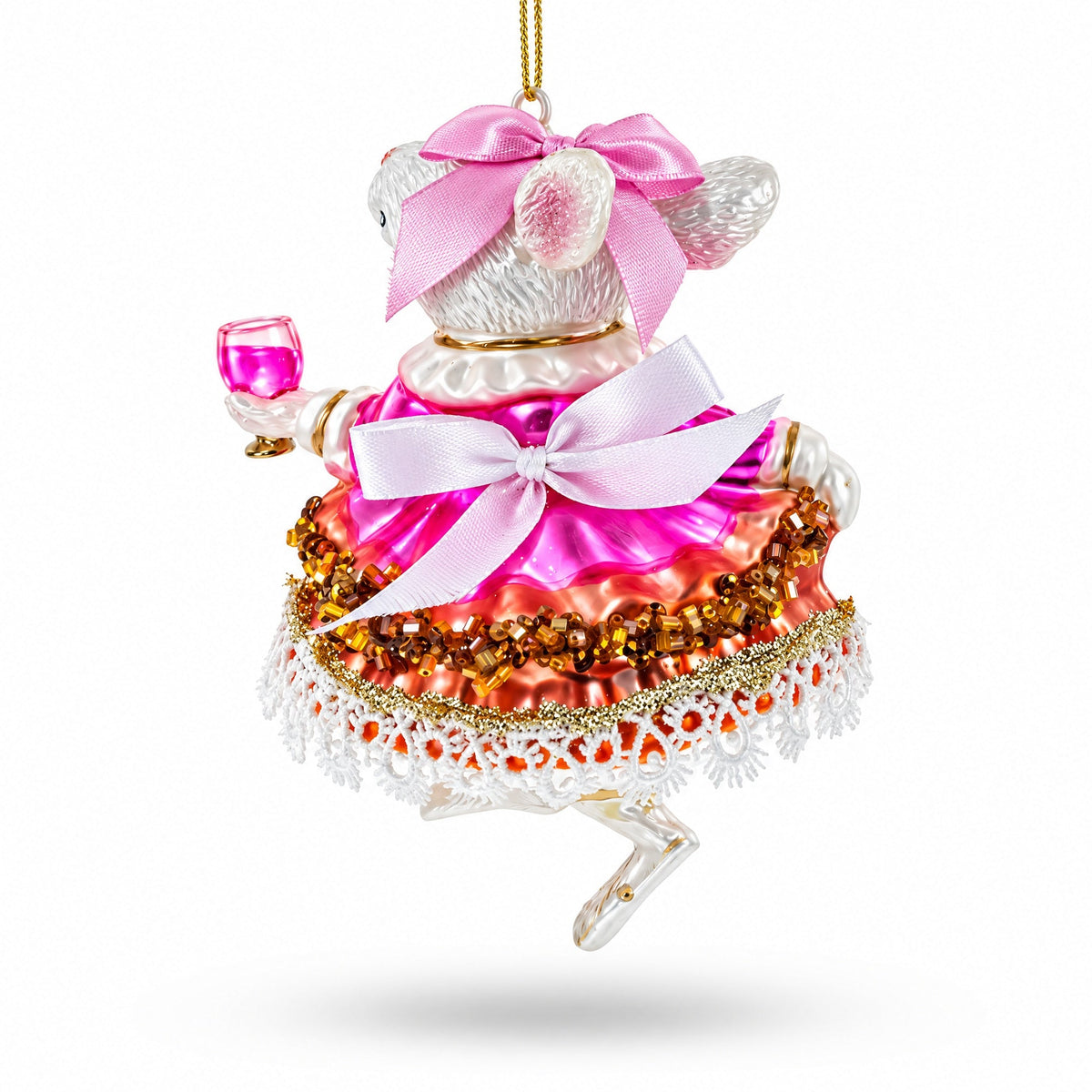 Mouse Toasting with Wine Glass Christmas Ornament