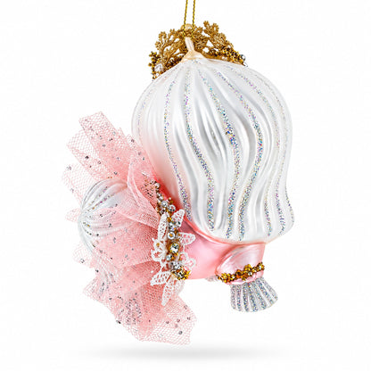 Bolonka Dog with Crown Glass Christmas Ornament