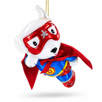 Super Dog Hero Glass Christmas Ornament