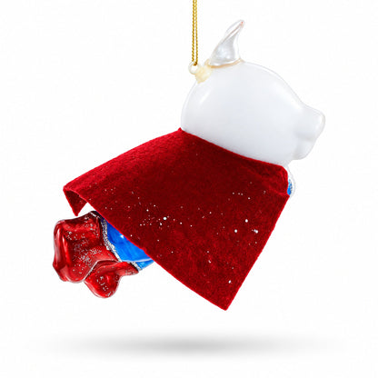 Super Dog Hero Glass Christmas Ornament