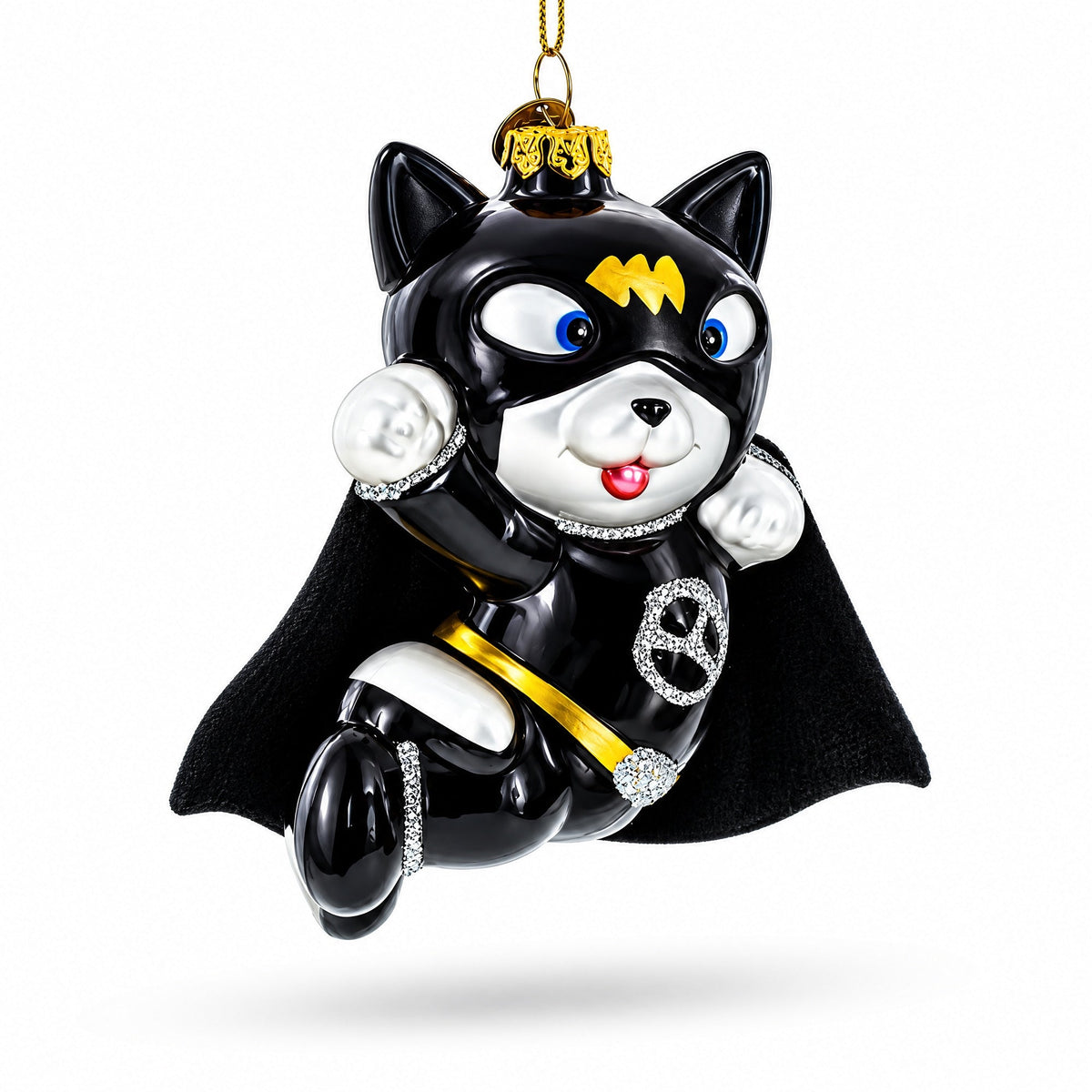 Superhero Kitty Glass Christmas Ornament