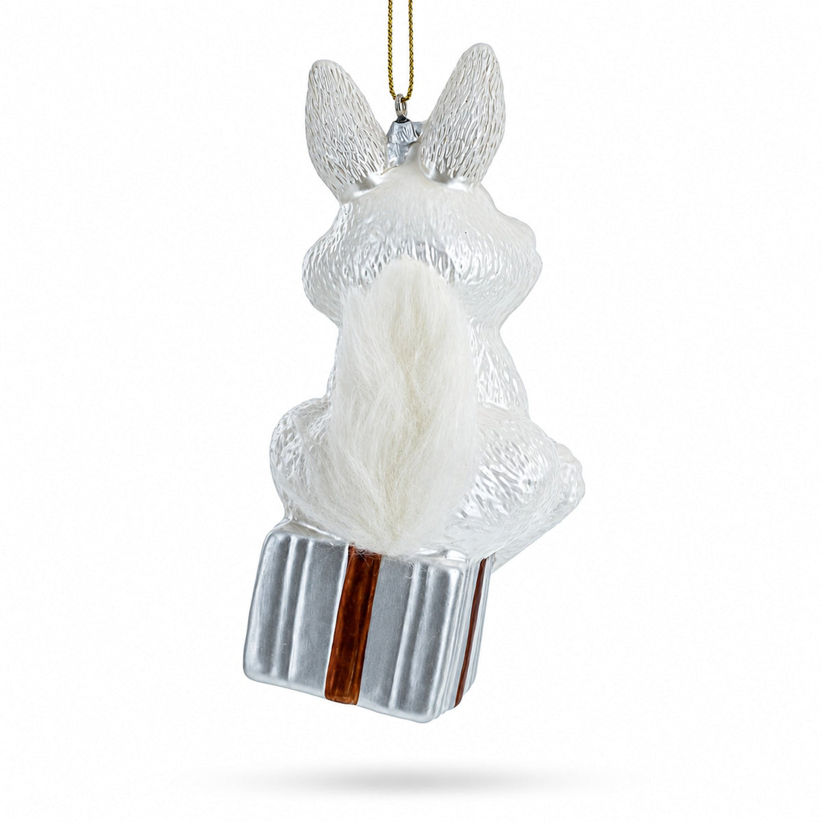 Bunny Sitting on a Gift Christmas Ornament