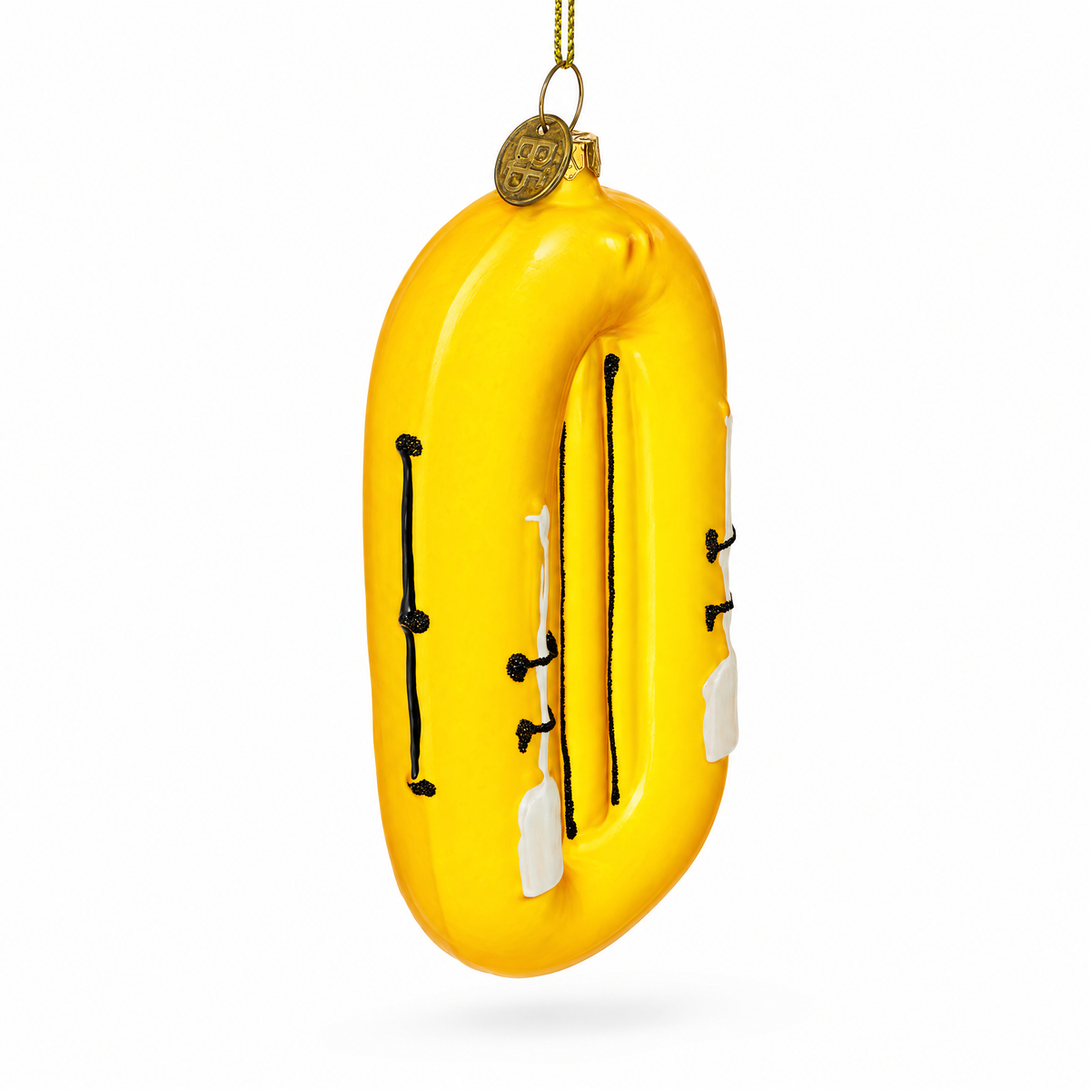 Yellow Rubber Boat Glass Christmas Ornament