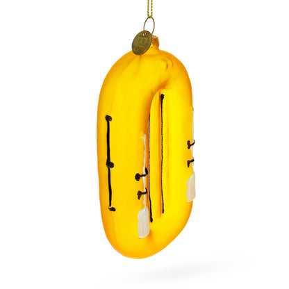 Yellow Rubber Boat Glass Christmas Ornament