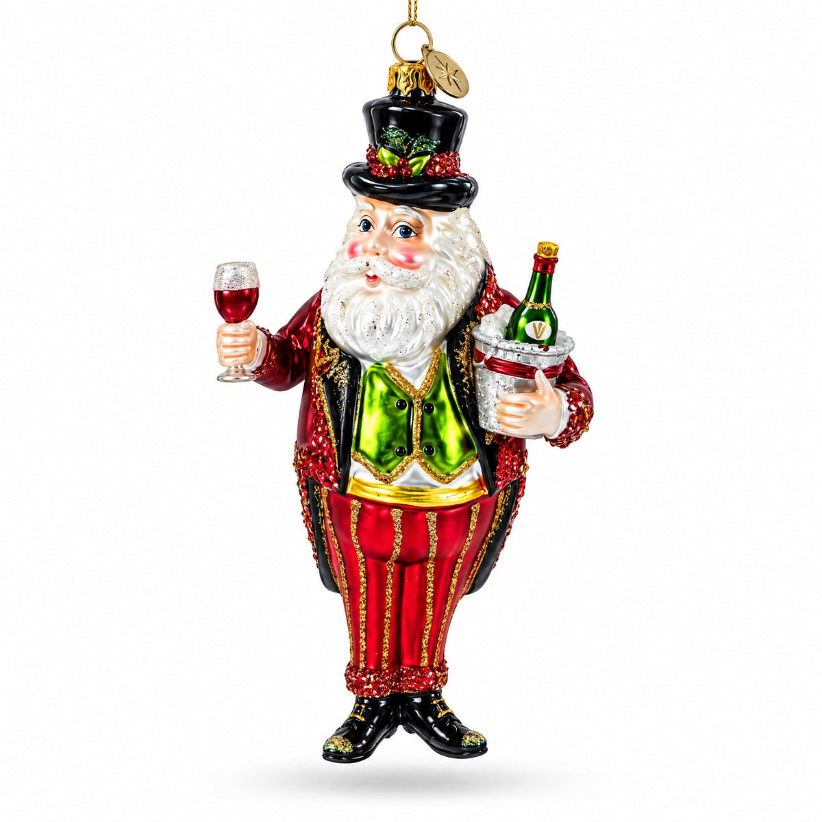 Sommelier Santa with Wine Glass Christmas Ornament
