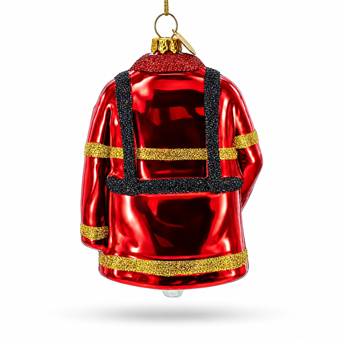 Heroic Fireman Uniform Glass Christmas Ornament