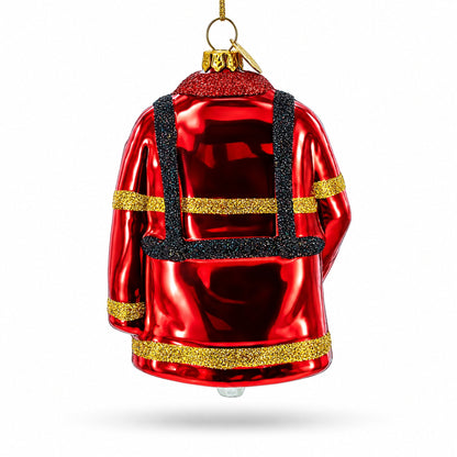 Heroic Fireman Uniform Glass Christmas Ornament