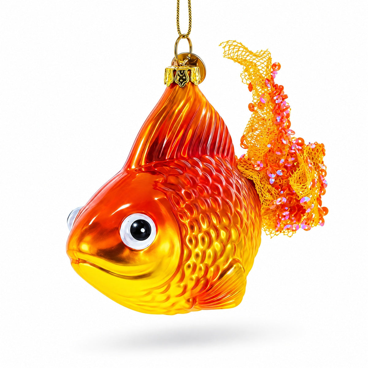 Goldfish in Aquatic Splendor Glass Christmas Ornament