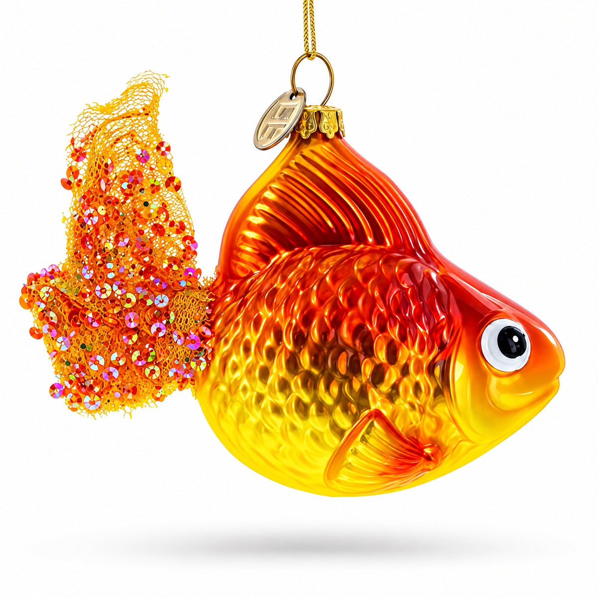 Goldfish in Aquatic Splendor Glass Christmas Ornament