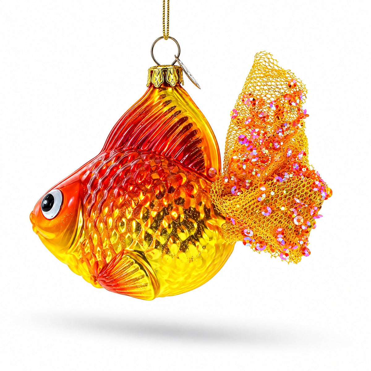 Goldfish in Aquatic Splendor Glass Christmas Ornament